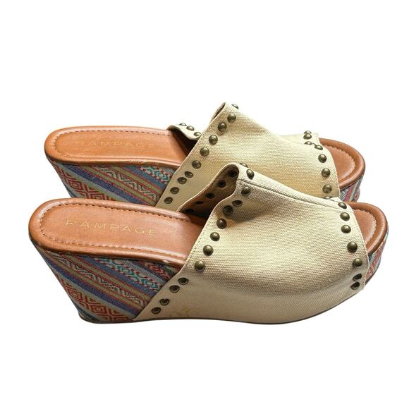 Rampage Shoes - VTG Rampage Womens Y2K Studded Quizzy Platform Wedges Sandals Size 8.5 Going Out